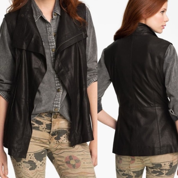 Kenna-T Asymmetric Zip Up Leather Vest Black XS - Picture 10 of 10